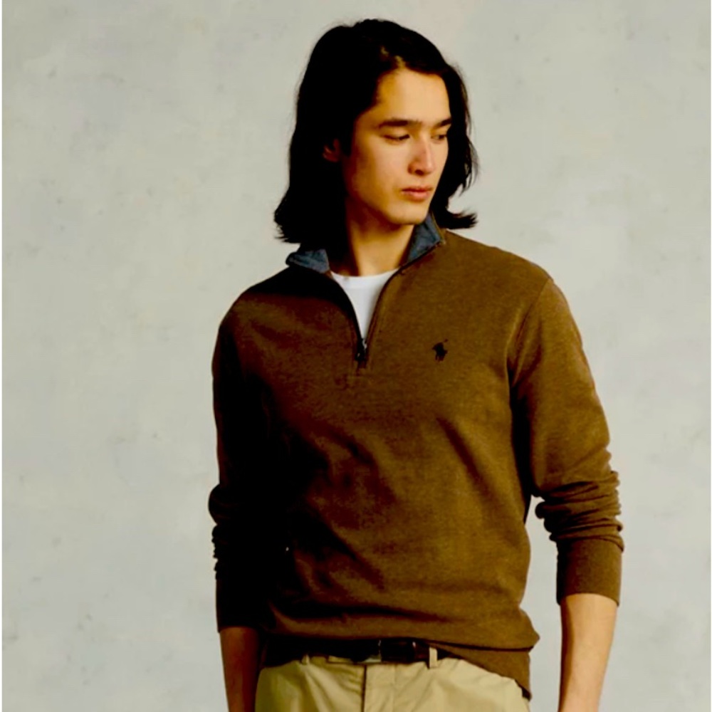 1/4 Zip Caramel Brown Polo Sweater